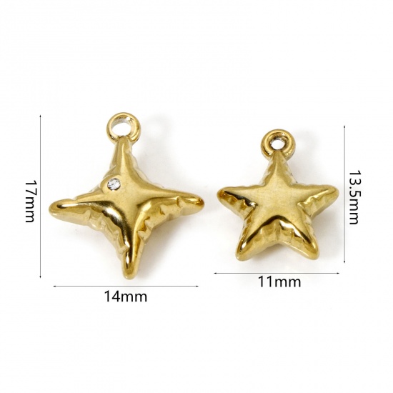 Picture of Eco-friendly PVD Vacuum Plating 304 Stainless Steel Galaxy Charms 18K Real Gold Plated Star 3D