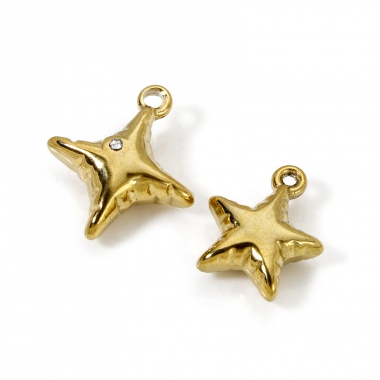 Picture of Eco-friendly PVD Vacuum Plating 304 Stainless Steel Galaxy Charms 18K Real Gold Plated Star 3D