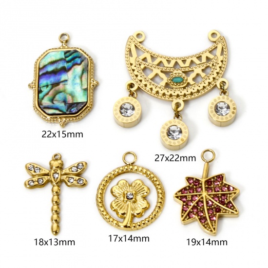 Picture of Eco-friendly PVD Vacuum Plating 304 Stainless Steel Charms 18K Real Gold Plated Dragonfly Animal