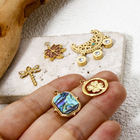 Picture of Eco-friendly PVD Vacuum Plating 304 Stainless Steel Charms 18K Real Gold Plated Dragonfly Animal