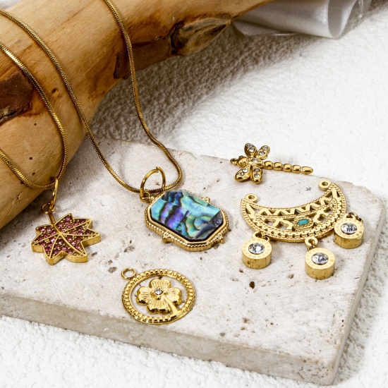 Picture of Eco-friendly PVD Vacuum Plating 304 Stainless Steel Charms 18K Real Gold Plated Dragonfly Animal