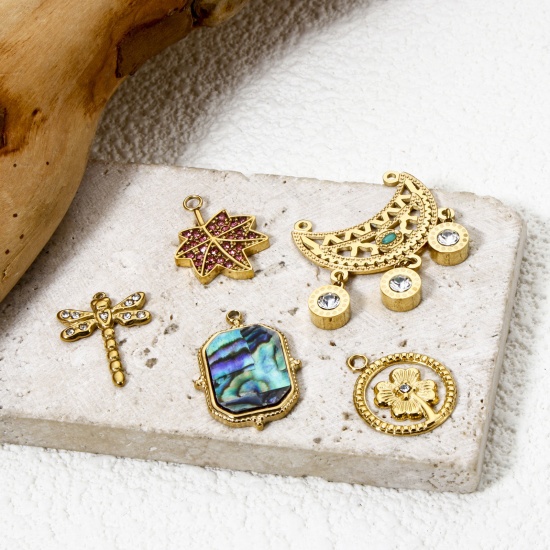 Picture of Eco-friendly PVD Vacuum Plating 304 Stainless Steel Charms 18K Real Gold Plated Dragonfly Animal