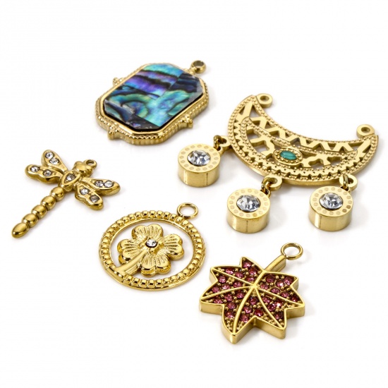 Picture of Eco-friendly PVD Vacuum Plating 304 Stainless Steel Charms 18K Real Gold Plated Dragonfly Animal