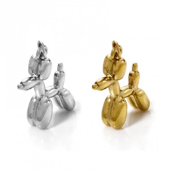 Bild von Umweltfreundliche PVD-Vakuumbeschichtung 304 Edelstahl Charms Hund Bunt 3D 21mm x 15mm