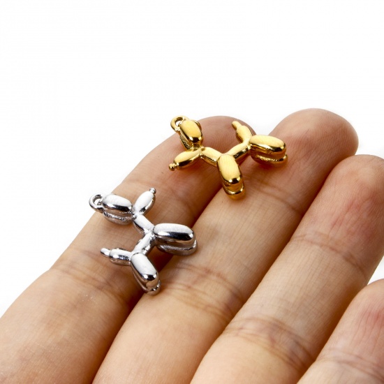 Bild von Umweltfreundliche PVD-Vakuumbeschichtung 304 Edelstahl Charms Hund Bunt 3D 21mm x 15mm