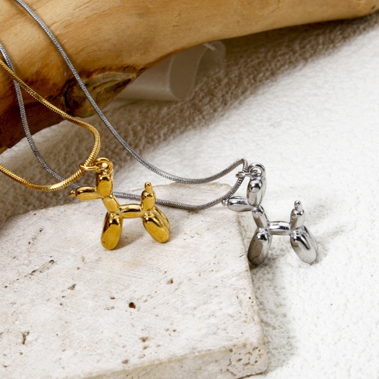 Bild von Umweltfreundliche PVD-Vakuumbeschichtung 304 Edelstahl Charms Hund Bunt 3D 21mm x 15mm