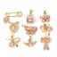Immagine di 2 Pz Ottone San Valentino Ciondoli Pendenti Vero Oro Placcato Rosa Cubic Zirconiae