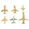 Picture of Brass Transport Charm Pendant Multicolor Airplane Micro Pave Clear Cubic Zirconia 29mm x 21mm