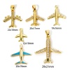 Picture of Brass Transport Charm Pendant Multicolor Airplane Micro Pave Clear Cubic Zirconia 29mm x 21mm