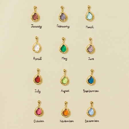 1 Piece Eco-friendly PVD Vacuum Plating 304 Stainless Steel Birthstone Charms 18K Gold Plated Swipeable 17mm x 8mm