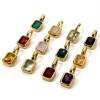 Bild von Umweltfreundliche PVD-Vakuumbeschichtung 304 Edelstahl Monatsstein Charms Achteck 18K Vergoldet 16mm x 7mm