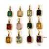 Bild von Umweltfreundliche PVD-Vakuumbeschichtung 304 Edelstahl Monatsstein Charms Achteck 18K Vergoldet 16mm x 7mm