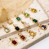 Bild von Umweltfreundliche PVD-Vakuumbeschichtung 304 Edelstahl Monatsstein Charms Achteck 18K Vergoldet 16mm x 7mm