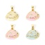 Immagine di 2 Pz Ottone Ciondoli Pendenti Vero Oro Placcato Multicolore Conchiglia Smalto Trasparente Cubic Zirconiae 20mm x 16mm