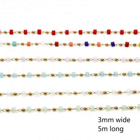 Immagine di 5 M Placcatura Sottovuoto PVD Ecologica 304 Acciaio Inossidabile Catena di Perline Per Risultati di Creazione di Gioielli Fai-da-te Fatti a Mano Tono Argento 3mm