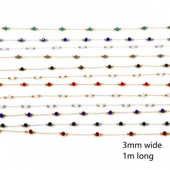 Immagine di 1 M 304 Acciaio Inossidabile Catena di Perline Per Risultati di Creazione di Gioielli Fai-da-te Fatti a Mano 3mm