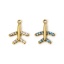 Picture of Eco-friendly PVD Vacuum Plating 304 Stainless Steel Travel Charms 14K Real Gold Plated Airplane Multicolour Cubic Zirconia 14mm x 11mm