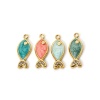 Picture of Eco-friendly PVD Vacuum Plating 304 Stainless Steel Ocean Jewelry Charms 14K Real Gold Plated Multicolor Fish Animal Enamel Clear Rhinestone 16mm x 6mm