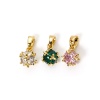 Picture of 2 PCs Brass Charm Pendant Real Gold Plated Cube 15mm x 7mm