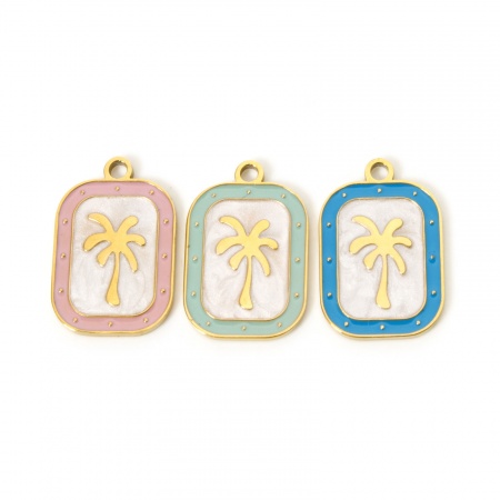 2 Unidades Recubrimiento al Vacío PVD Ecológico 304 Acero Inoxidable Colección Flora Colgantes Rectángulo 18K Oro Real Chapado Multicolor Árbol de Coco Esmalte 20mm x 13mm 2 Unidades Recubrimiento al Vacío PVD Ecológico 304 Acero Inoxidable Colección Flora Colgantes Rectángulo 18K Oro Real Chapado Multicolor Árbol de Coco Esmalte 20mm x 13mm