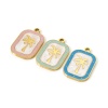 Picture of Eco-friendly PVD Vacuum Plating 304 Stainless Steel Flora Collection Charms 18K Real Gold Plated Multicolor Rectangle Coconut Palm Tree Enamel 20mm x 13mm