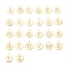 Image de 2 Pcs Breloques en Laiton Rond Plaqué Or 18K Alphabet Initial/ Lettre Majuscule Micro Pave à Zircone Cubique Clair 12mm x 10mm