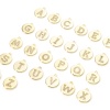 Image de 2 Pcs Breloques en Laiton Rond Plaqué Or 18K Alphabet Initial/ Lettre Majuscule Micro Pave à Zircone Cubique Clair 12mm x 10mm