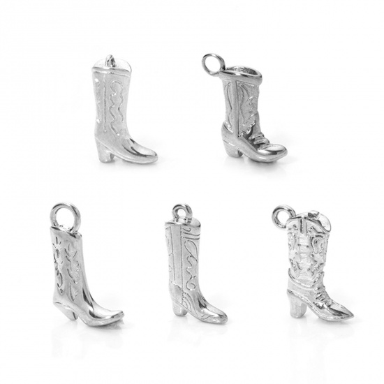 Picture of 304 Stainless Steel West Cowboy Charms Boots 3D