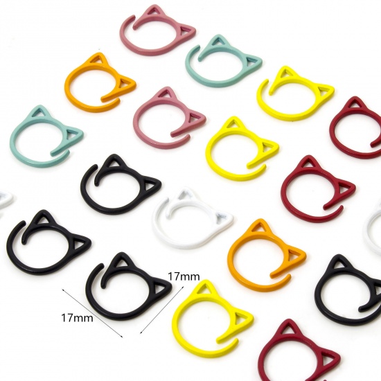 Picture of Zinc Based Alloy Knitting Stitch Markers Cat Animal Multicolor 17mm x 17mm