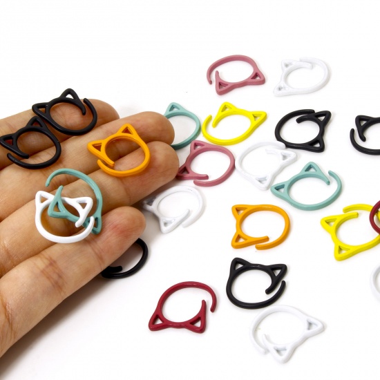 Picture of Zinc Based Alloy Knitting Stitch Markers Cat Animal Multicolor 17mm x 17mm