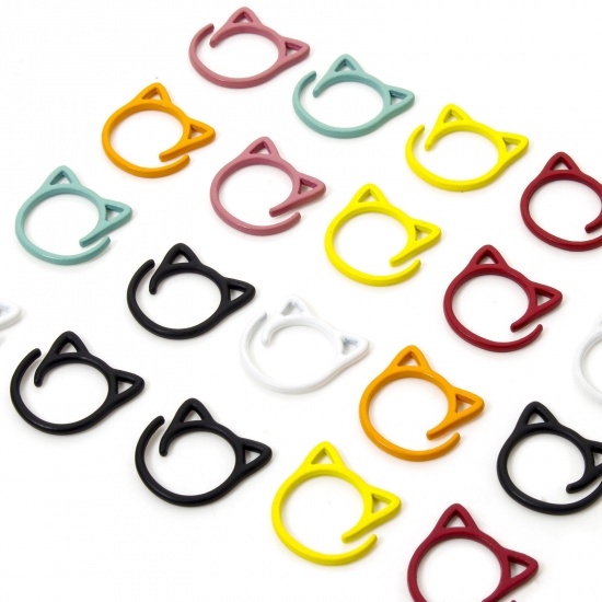 Picture of Zinc Based Alloy Knitting Stitch Markers Cat Animal Multicolor 17mm x 17mm