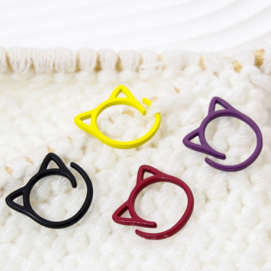 Picture of Zinc Based Alloy Knitting Stitch Markers Cat Animal Multicolor 17mm x 17mm