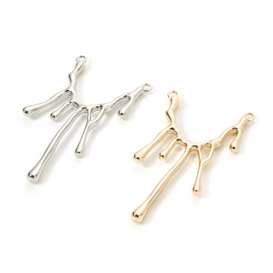Picture of Eco-friendly Brass Connectors Charms Pendants Melted Drop Real Gold Plated 5cm x 2.9cm