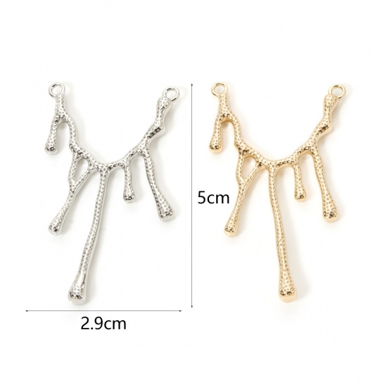 Picture of Eco-friendly Brass Connectors Charms Pendants Melted Drop Real Gold Plated 5cm x 2.9cm