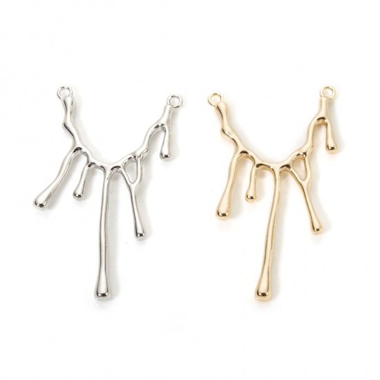 Picture of Eco-friendly Brass Connectors Charms Pendants Melted Drop Real Gold Plated 5cm x 2.9cm