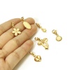 Immagine di 1 Pz Placcatura Sottovuoto PVD Ecologica 304 Acciaio Inossidabile Clip su Charm Stile Sole 14K Vero Oro Placcato Conchiglia Con Aragosta Fermagli Fibbia