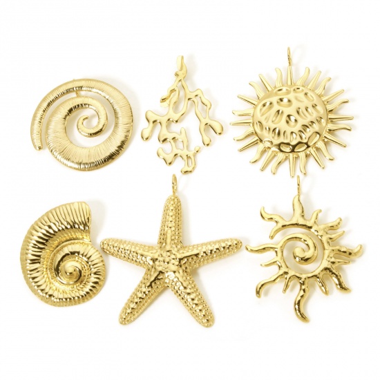 Picture of Eco-friendly PVD Vacuum Plating 304 Stainless Steel Ocean Jewelry Pendants 18K Real Gold Plated Conch/ Sea Snail Star Fish