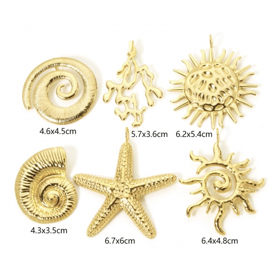 Picture of Eco-friendly PVD Vacuum Plating 304 Stainless Steel Ocean Jewelry Pendants 18K Real Gold Plated Conch/ Sea Snail Star Fish