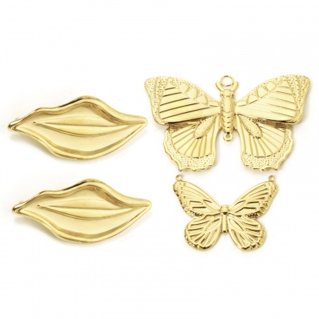 Eco-friendly PVD Vacuum Plating 304 Stainless Steel Insect Connectors Charms Pendants 18K Real Gold Plated Butterfly Animal