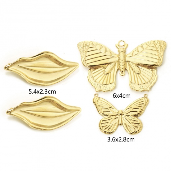Picture of Eco-friendly PVD Vacuum Plating 304 Stainless Steel Insect Connectors Charms Pendants 18K Real Gold Plated Butterfly Animal