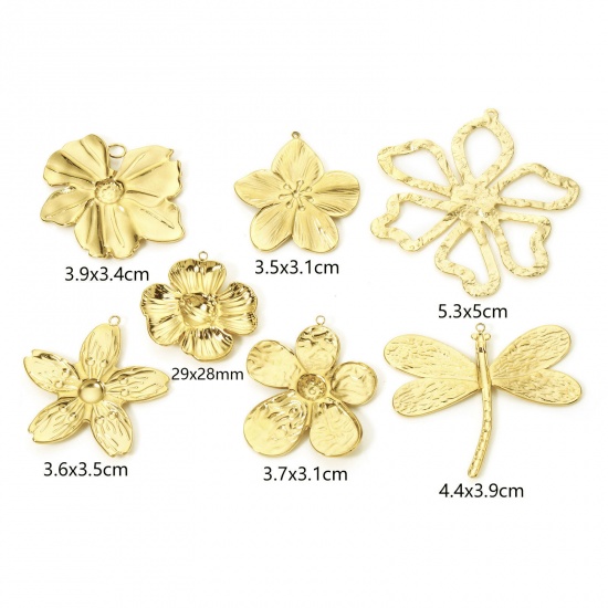 Picture of Eco-friendly PVD Vacuum Plating 304 Stainless Steel Flora Collection Pendants 18K Real Gold Plated Dragonfly Animal Flower