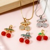 Image de 2 Pcs Pendentif Breloque en Laiton Plaqué Or Véritable Cerise