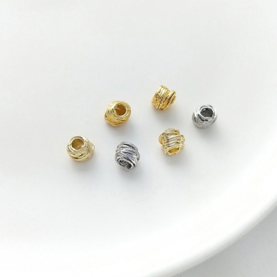 Picture of Eco-friendly Brass Beads For DIY Jewelry Making Real Gold Plated Irregular Wrapped About 6mm x 5mm, Hole: Approx 2.5mm