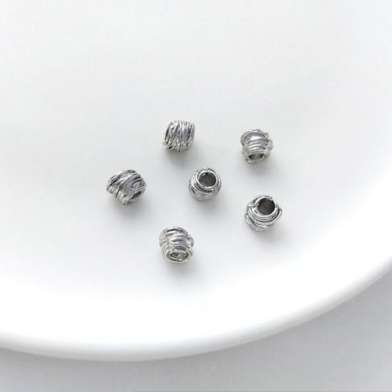 Picture of Eco-friendly Brass Beads For DIY Jewelry Making Real Gold Plated Irregular Wrapped About 6mm x 5mm, Hole: Approx 2.5mm