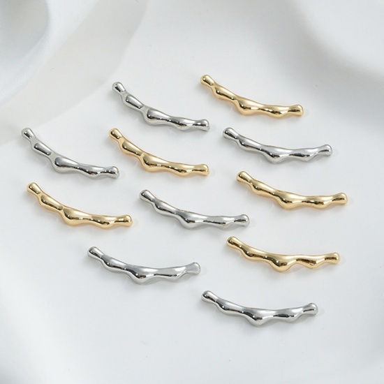 Picture of 2 PCs Eco-friendly Brass Real Gold Plated Drop About 3cm x 0.8cm