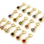 Immagine di 1 Pz Placcatura Sottovuoto PVD Ecologica 304 Acciaio Inossidabile Pietre Nascita Clip su Charm Stile Tondo Placcato Oro 18K Con Chiusura A Molla 20mm x 6.5mm
