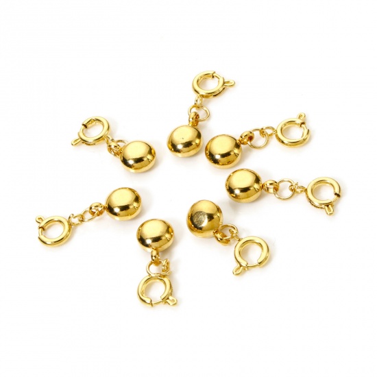 Immagine di 1 Pz Placcatura Sottovuoto PVD Ecologica 304 Acciaio Inossidabile Pietre Nascita Clip su Charm Stile Tondo Placcato Oro 18K Con Chiusura A Molla 20mm x 6.5mm