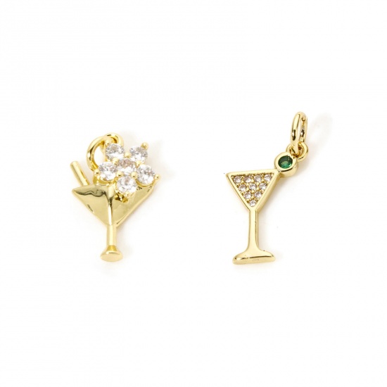 Изображение 2 PCs Eco-friendly Brass Charms 18K Real Gold Plated Wine Glass