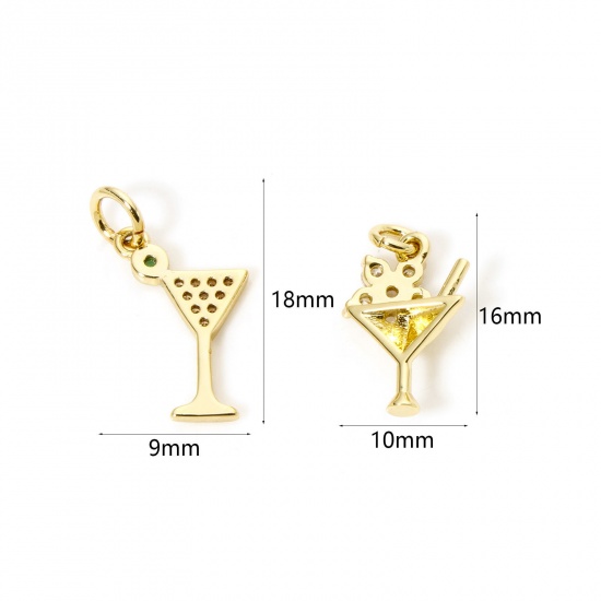 Изображение 2 PCs Eco-friendly Brass Charms 18K Real Gold Plated Wine Glass