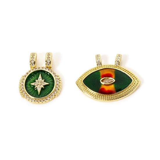 Изображение 1 Piece Eco-friendly Brass Charms 18K Real Gold Plated Enamel Clear Cubic Zirconia